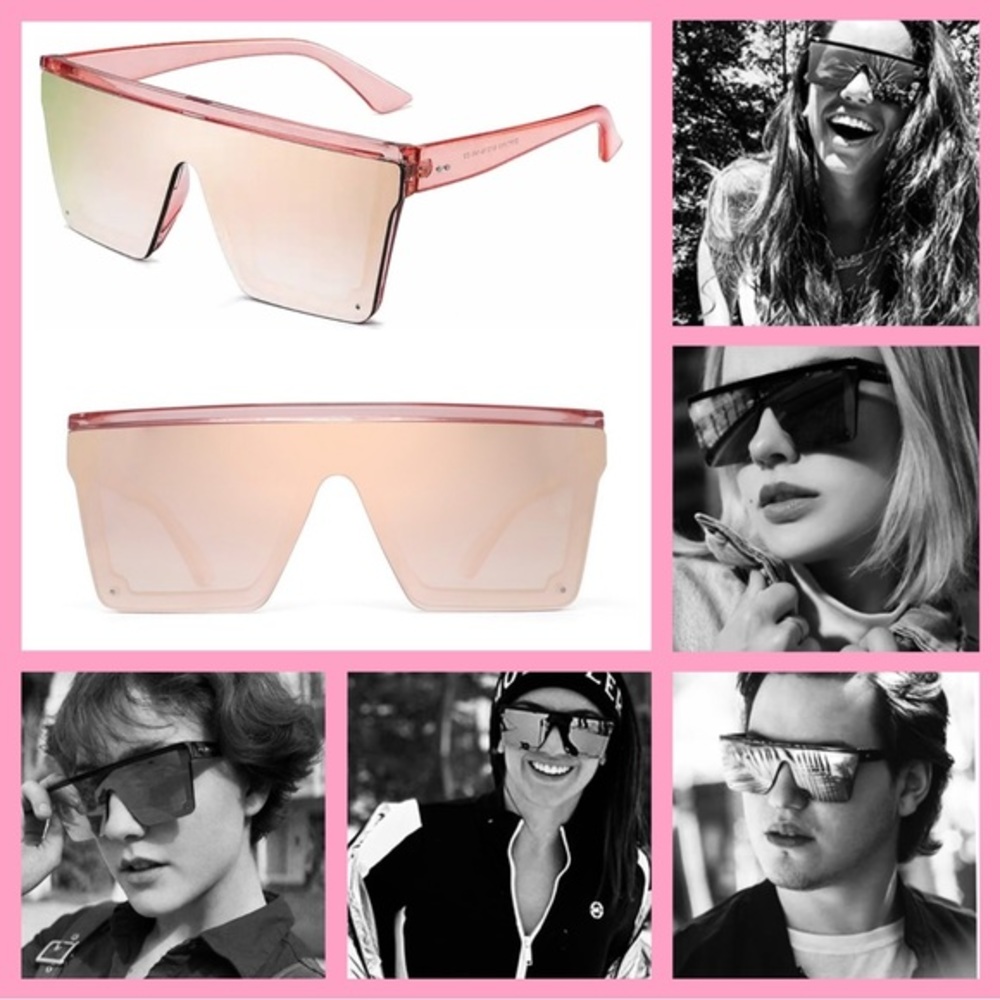 MIRROR🍷ROSÉ ALL DAY🍷PINK MIRROR OVERSIZED SUNNIES-NEW‎